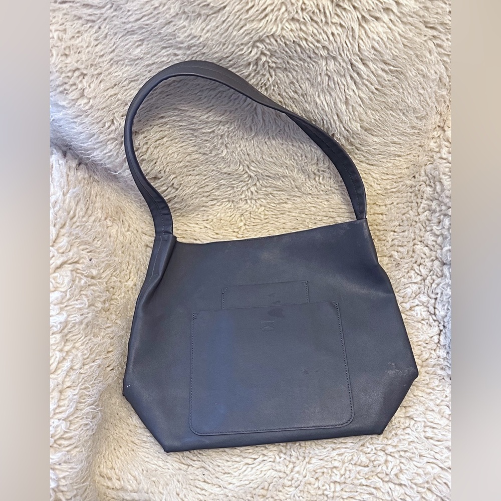 🇨🇦 ROOTS - Leather Shoulder Bag in Gray Tote
